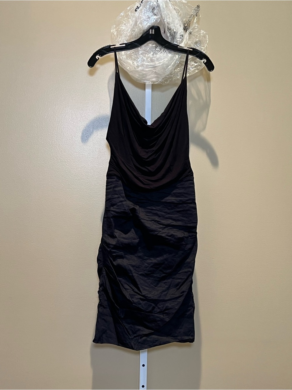 Nicole Miller Runway Black Cowl Neck Navy bottom Body Hugging Midi  Dress